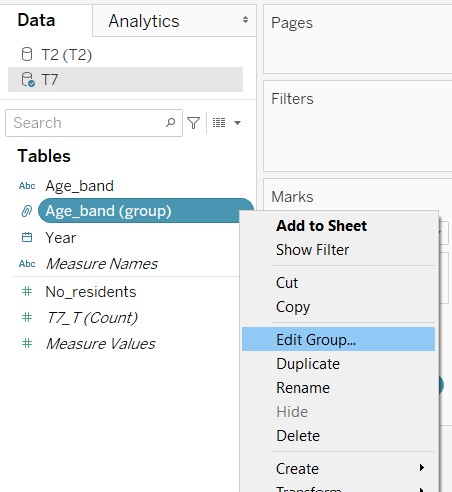Editing groups from the data list