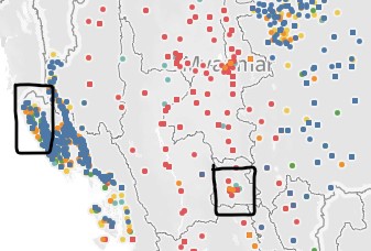 Data points at top layer obscuring data points at bottom layers