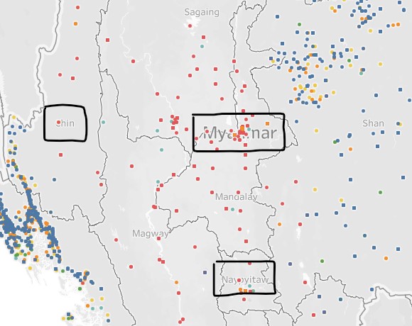 Data points at top layer obscuring data points at bottom layers