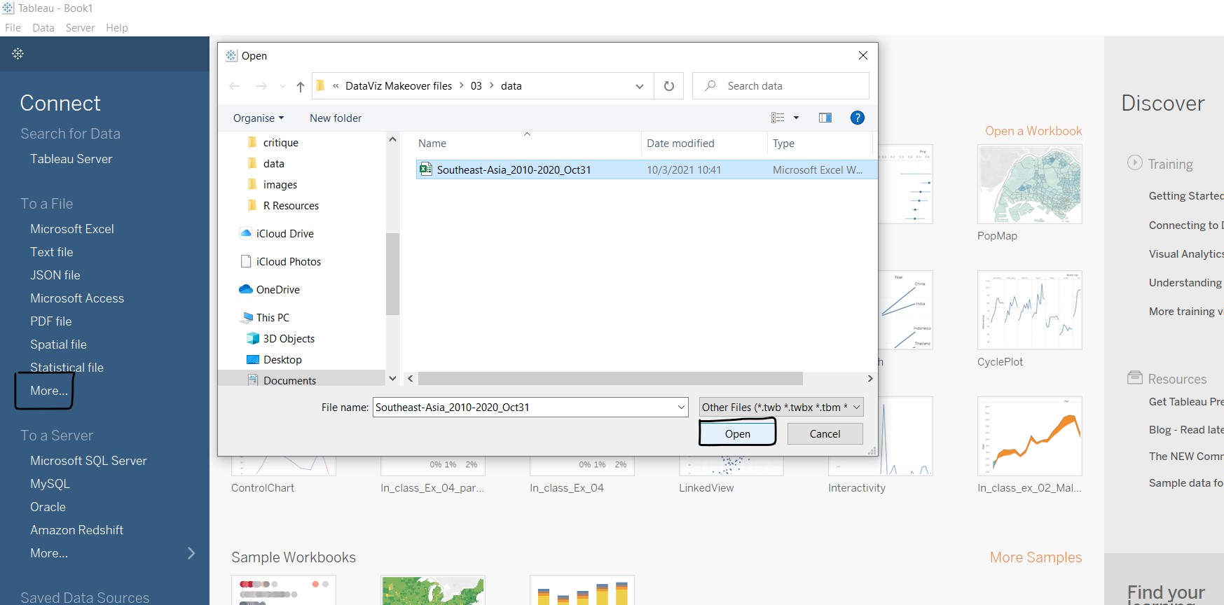 Import file into Tableau